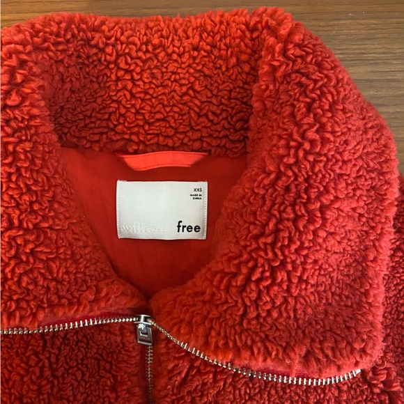 Aritzia Wilfred Free Teddy Jacket Coat Red Sz XXS EUC - Picture 2 of 6